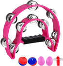 EastRock Double Row Tambourine,Metal Jingles Hand Held Percussion-Half Moon Tambourine for Adults, KTV, Party Pink by TinyTreasures Baby Boutique