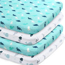 Bassinet Sheet 4 Pack for Baby Boys or Girls, Bassinet Sheets Ultra Soft Universal Fit for Most Rectangle, Oval, Hourglass Bassinet Mattress, Bassinet Sheets, Aqua by TinyTreasures Baby Boutique