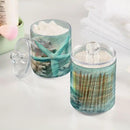 2 Pack Qtip Holder Organizer Dispenser Seashell Starfish Summer Beach Bathroom Storage Canister Cotton Ball Holder Container for Cotton Swabs/Pads/Floss by CozyNest Decor