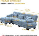 Modular Sectional Sofa, Comfy Cloud Couch 3 Seater Couch with Ottoman, Sectional Couches for Living Room, Modern Chenille L Shaped Couches, Sleeper Deep Seat Sofa with Throw Pillows, Blue by CozyNest Decor