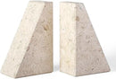 Marble Bookends for Heavy Books, Decorative Book Ends for Shelves, Beige Stone Durable and Heavy-Duty Book Ends for Hardback Books & CDS, Unique Book Stopper & Holder, Set of 2 by CozyNest Decor