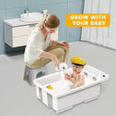 Collapsible Baby Bathtub with Smart Temperature Display & Bath Stand, Portable Travel Bathtub, Ideal for 0-36 Months Infants (Beige) by TinyTreasures Baby Boutique