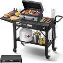 Leteuke Grill Cart for Blackstone Griddle, Portable Outdoor Grill Table, Foldable Cart Table with Wheels for Ninja, Griddle Stand Fit 17 Inch Or 22 Inch, BBQ Prep Tables with Seasoning Tray by GreenHaven Gardens