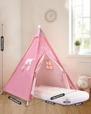 Teepee Tent for Kids with Inflatable Airbed, String Lights, Balloons, Pump, Washable Slumber Party Tent Indoor Outdoor for Girls Boys, Children Tipi Playhouse for Playtime and Sleepover by TinyTreasures Baby Boutique