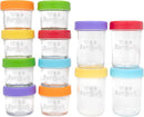 WeeSprout Glass Baby Food Storage Jars - 12 Set, 4 oz/8 oz Baby Food Jars, Plastic Lids, Freezer Storage, Reusable Small Glass Baby Food Containers, Microwave & Dishwasher Safe, for Infant & Baby Food by TinyTreasures Baby Boutique