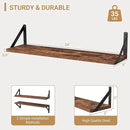 Heimlove Floating Shelves for Wall, 24 Inch Long Wood Floating Shelves Set of 3, Wall Mounted Hanging Shelf for Bathroom Bedroom Kitchen, Rustic Brown by CozyNest Decor