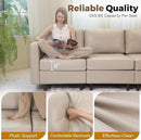 118.5" Faux Leather Modular Sectional Sofa, 7 Seater U Shaped Couch with Storage Seat with Reversible Chaise Deep Seat for Living Room Whitesand by CozyNest Decor