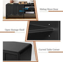 ORRD 63'' TV Stand, Modern TV Console Table Wave Panel Television Stands Entertainment Media Center with Storage Compartment and Sliding Door for Living Room (Black) by CozyNest Decor