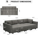 Belffin Modular Sectional Sleeper Sofa Bed Convertible Sectional Couches for Living Room. Light Grey Couch by CozyNest Decor