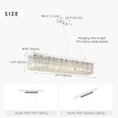 Siljoy Modern Rectangular Crystal Chandelier, 47" Rectangle Raindrop Hanging Ceiling Pendant Light Fixture Adjustable Height for Kitchen Island Dining Room, Polished Chrome Finish, L47 x W10 x H10 by CozyNest Decor