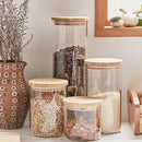 Glass Food Storage Jars, Glass Jars with Bamboo Lids, Kitchen Storage Jars, Canisters with Airtight Lids for Spice, Coffee, Cookie, Set of 5, Pantry Organizers by CozyNest Decor