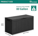 YITAHOME 80 Gallon Outdoor Storage Box, Large Water Resistant Resin Deck Box, Indoor Outdoor Lockable Storage Container for Patio, Garden, Cushions, Tools, Equipment (Black) by GreenHaven Gardens