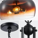 WUZUPS Chandelier Rustic Farmhouse Industrial Round Ceiling Pendant LED Light Fixture with Amber Gradient Black Glass Shade for Dining Room Kitchen Island Foyer Entryway, H 20.9" W 15.9", E26 Base by CozyNest Decor