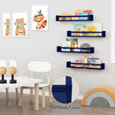 Forbena Wall Book Shelf Organizer for Kids Room Set of 4, Large Floating Book Shelves for Boy Nursery Wall Deocr, 24 Inches Wall Mount Bookshelf for Toddler Child Teen Boys Bedroom (Navy Blue) by TinyTreasures Baby Boutique