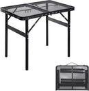 Small Folding Table 2FT Grill Table Foldable Camping Table Picnic Portable Mesh 2 Height Adjustable Outdoor Beach BBQ Black 23.6×15.7× 9.4/20.4inch by GreenHaven Gardens