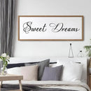 Sweet Dreams Wall Decor Above Bed 32x12 Inch Large Master Bedroom Hanging Wood Rustic Framed Farmhouse Sweet Dreams Sign Guest Room Aesthetic And Minimalist Over Bed Wall Art（Wood White） by CozyNest Decor
