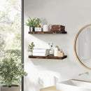 Floating Wall Shelves - 16"x6.8"x1.2" Sturdy Rustic Brown Solid Wood Shelves for Storage and Décor, Easy Installation for Living Room, Bedroom, and Kitchen - 2 Pack by CozyNest Decor