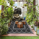 GENIMO Outdoor Rug Waterproof for Patio Decor, 6'x9' Reversible Plastic Straw Rug Carpet, Camping Mats for Outdoor, RV, Backyard, Deck, Balcony, Picnic, Black & Grey by CozyNest Decor