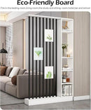 Wall Room Divider, Storage Cabinet Storage Display with Shelves, Modern Freestanding Wood Room Divider Screen, Wall Privacy Screens for Home Decorative (White+Black,35.4" L x 9.5" W x 79.5" H) by CozyNest Decor