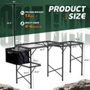 Folding Table with Sink and Double Shelf, Camping Table Height Adjustable Folding Grill Table, Portable Outdoor Table for Picnic,Camping,BBQ,Beach,69 x20 x32 Inches(Black) by GreenHaven Gardens