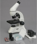 AmScope M120C-2L-PB10-E5 Digital Microscope, WF10x and WF25x Eyepieces, 40x-1000x Magnification, Brightfield, Upper and Lower LED Illumination, Plain Stage, Includes Blank and Prepared Slides, 5MP Camera and Software by TinyTreasures Baby Boutique