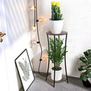 YINMIT Plant Stand Indoor,2 Tier Round Potted Holder Rack,Flower Pot Stand Shelf,Round Supports Rack,Corner Plant Shelf for Balcony Garden Patio Living Room,Grey by GreenHaven Gardens