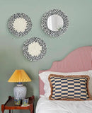 Natural Mother of Pearl Mirror Wall Decor for Bedroom Bathroom, 3PCS Geometric Wall Art Modern Home Office, Handmade Mosaic Art Circle Sculptures for Kitchen Living Dining Room (Black White) by CozyNest Decor