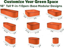 9-in-1 Galvanized Steel Raised Garden Bed // 8×2×1.5 ft Modular Planter for Gardening, Vegetables, Flowers // 18" Tall Metal Raised Garden Beds Outdoor (Orange) // Patented Design Planter Box by GreenHaven Gardens