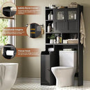 Itaar Over The Toilet Storage Cabinet, Over Toilet Bathroom Organizer with Glass Doors & Toilet Paper Holder Stand, Home Space-Saving Toilet Rack, for Bathroom, Restroom, Laundry(Black) by CozyNest Decor