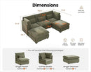 Oversized Modular Sofa, Extra Deep Cloud Chenille Sectional Couch with Ottoman Chaise, Fluffy Chenille 5 Seater Sofa Bed for Living Room, Villa (U Shape 5 Seater, Chenille Green) by CozyNest Decor