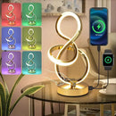 Modern Spiral Table Lamp, 7 Colors 10 Light Modes LED Nightstand Small Lamp with USB C+A Ports, Touch Dimmable Lamps for Living Room Bedroom Bedside, Unique & Cool Lamps,Gold by CozyNest Decor