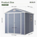 Aoxun 6X8 FT Resin Outdoor Storage Shed with Floor, Plastic Garden Shed with Lockable Door and Window, Tools House to Store Patio Furniture, Bike Accessories, Garbage Can and Lawn Mower - Grey by GreenHaven Gardens