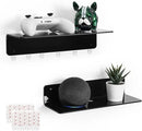 OAPRIRE Black Acrylic Floating Shelves Set of 2 - Damage Free Expand Wall Space - 12 Inch Wall Shelves with Strong Adhesive for Bathroom, Bedroom, etc by CozyNest Decor