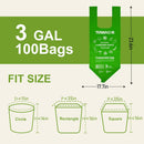 Compost Bags, Handle Tie Food Scrap Bags 3 Gallon,100 Count,Certified by BPI and ASTM D6400, Kitchen Compost Bin Compatible by GreenHaven Gardens