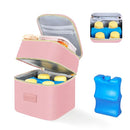 PIIOSER Breast Milk Storage Cooler Bag with Ice Pack, Fits 4 Baby Bottles Up to 5 Ounce, Small Insulated Breastmilk Cooler Travel Bag with Handle Buckle for Nursing & Working Mom Daycare(Pink-XS) by TinyTreasures Baby Boutique