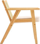 VEVOR Mid Century Modern Rattan Chair, Upholstered Velvet Accent Chair with Rattan Back, Retro Living Room Chair for Living Room, Bedroom, Reading Room, and Office, Beige by CozyNest Decor