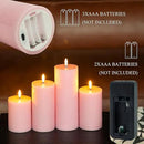 LUSHABOR Flameless Candles, 4 Pack Battery Operated Candles with Remote, Real Wax LED Fake Candles with Timer Flickering for Christmas Wedding Home Party D3 H 5" 6" 7" 9" Pink by CozyNest Decor