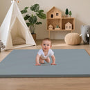 Baby Play Mat 47x47 Inches, Extra Thick 1.2" Foam Floor Mat for Tummy Time & Crawling, Waterproof Non-Slip Faux Leather Playpen Mat for Infants Toddlers, Indoor Outdoor Gym Activity, Blue by TinyTreasures Baby Boutique