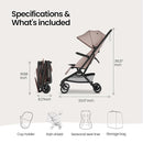 Mompush Velo Lightweight Travel Stroller – One-Hand Fold, Ultra-Compact & Airplane Friendly, Lie-Flat Recline Seat (from Birth to 50 lbs), Includes Cup Holder, Shoulder Strap, and Leather Bumper Bar by TinyTreasures Baby Boutique