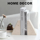 Marble Bookends for Heavy Books, Decorative Book Ends for Shelves, Beige Stone Durable and Heavy-Duty Book Ends for Hardback Books & CDS, Unique Book Stopper & Holder, Set of 2 by CozyNest Decor