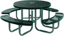 Heavy-Duty Portable Outdoor Picnic Table with Umbrella Hole, Expanded Metal Commercial-Grade Patio Furniture Made in America (46" Round Top, Dark Green with Dark Green Frames) by GreenHaven Gardens