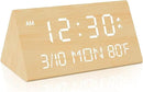 Kogonee Wooden Digital Alarm Clock, 0-100% Dimmer, 2 Alarm Settings, Weekday/Everyday Mode, 9 Mins Snooze, 12/24H, Temperature and Date Display for Office, Travel, Bedroom Alarm Clock (Bamboo) by CozyNest Decor
