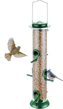 Metal Tube Bird Feeders for Outdoors Hanging,Finch Feeders for Outside,Chew-Proof Hanging Birdfeeder,Squirrel-Proof 6 Ports Bird Feeder 13 Inch,Anti-Rust,Green,1 Pack(Seed is not Included) by CozyNest Decor