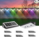 OUTON Solar Fence Lights Outdoor, 3-Side RGBCW Fence Light Solar Powered, 10 Modes Dusk to Dawn Auto ON/Off Deck Lights, IP65 Waterproof Outside Light for Garden Step Patio Backyard Wall, 8-Pack by GreenHaven Gardens