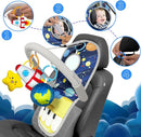 Car Seat Toys for Baby Infant 6 Months and Up, Carseat Toys with Musical Pedal Piano, Baby Mirror and Hanging Squeaky Sensory Soft Baby Toys 6 to 12 Months, Baby Car Toys Rear Facing by TinyTreasures Baby Boutique