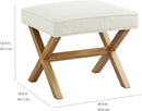 Amazon Basics Small Ottoman Foot Rest, Mid-Century Modern X Square Polyester Foot Stool, Linen, Ivory White, 18"D x 19.8"W x 18.3"H (Previously Rivet Brand) by CozyNest Decor