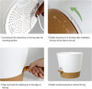Self Watering Pots for Indoor Plants,12 inch Planters with Drainage Holes Plastic Flower Pots with Deep Reservoir, White with Brown by CozyNest Decor