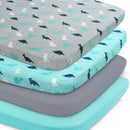 Graco Pack n Play Sheets - 4 Pack Mini Crib Sheets, Ultra Soft Mattress Compatible, Dinosaurs by TinyTreasures Baby Boutique
