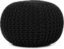 REDEARTH Round Pouf Foot Stool Ottoman - Hand Knitted Bean Bag - Cord Boho Pouffe - Cable Poof Footrest for Living Room - Nursery - Bedroom - Patio - 100% Cotton - Home Decor (19.5"x19.5"x14") - Black by CozyNest Decor