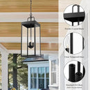 Large Outdoor Pendant Lantern Light Fixture for Front Porch, 24 Inch 3-Light Black Exterior Hanging Chandelier with Clear Glass, Outdoor Indoor Pendant Lamp for Patio, Gazebo, Entryway, Doorway by CozyNest Decor